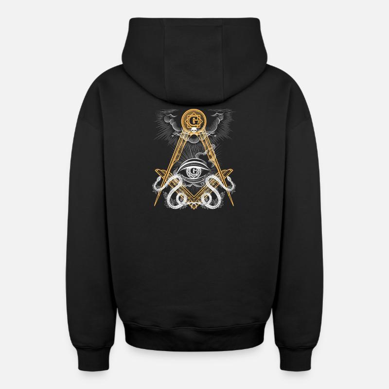 Emblème de l’œil maçonnique - Sweat à capuche unisexe zippé oversize épais SPREAD - noir