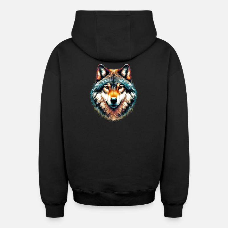 Loup - Sweat à capuche unisexe zippé oversize épais SPREAD - noir