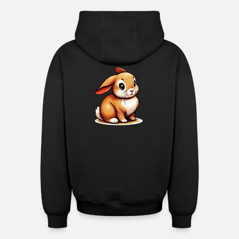 Lapin - Sweat à capuche unisexe zippé oversize épais SPREAD - noir