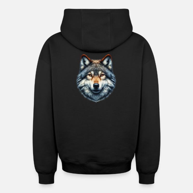Loup - Sweat à capuche unisexe zippé oversize épais SPREAD - noir