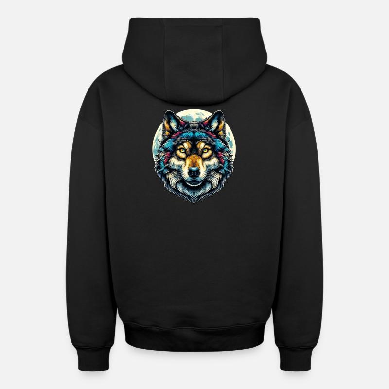 Loup - Sweat à capuche unisexe zippé oversize épais SPREAD - noir