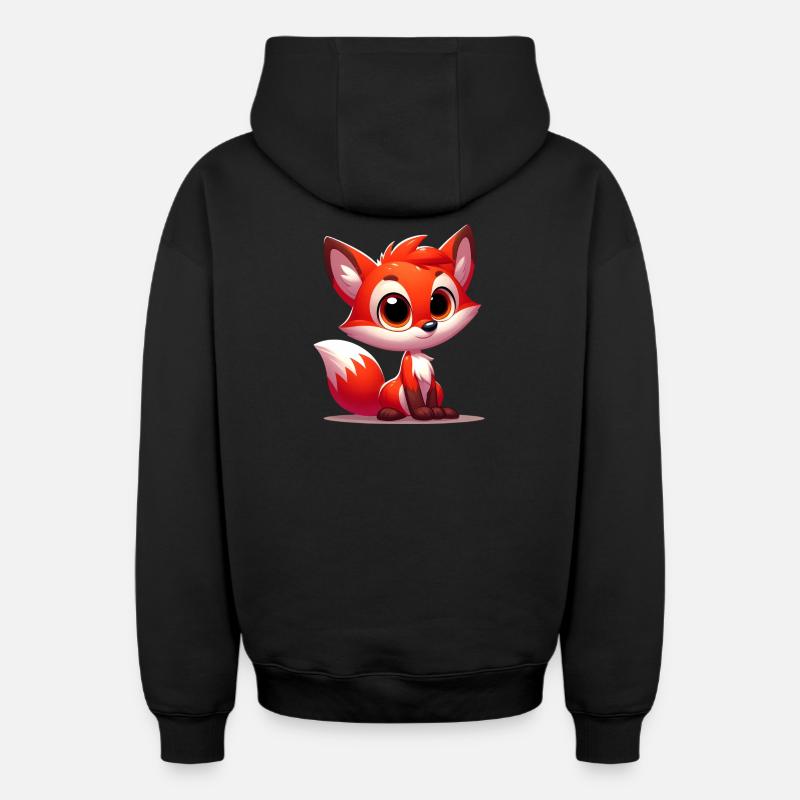 Renard - Sweat à capuche unisexe zippé oversize épais SPREAD - noir