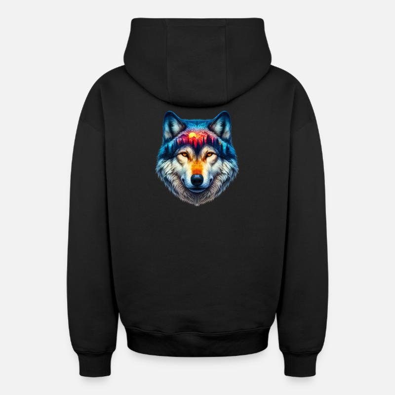 Loup - Sweat à capuche unisexe zippé oversize épais SPREAD - noir