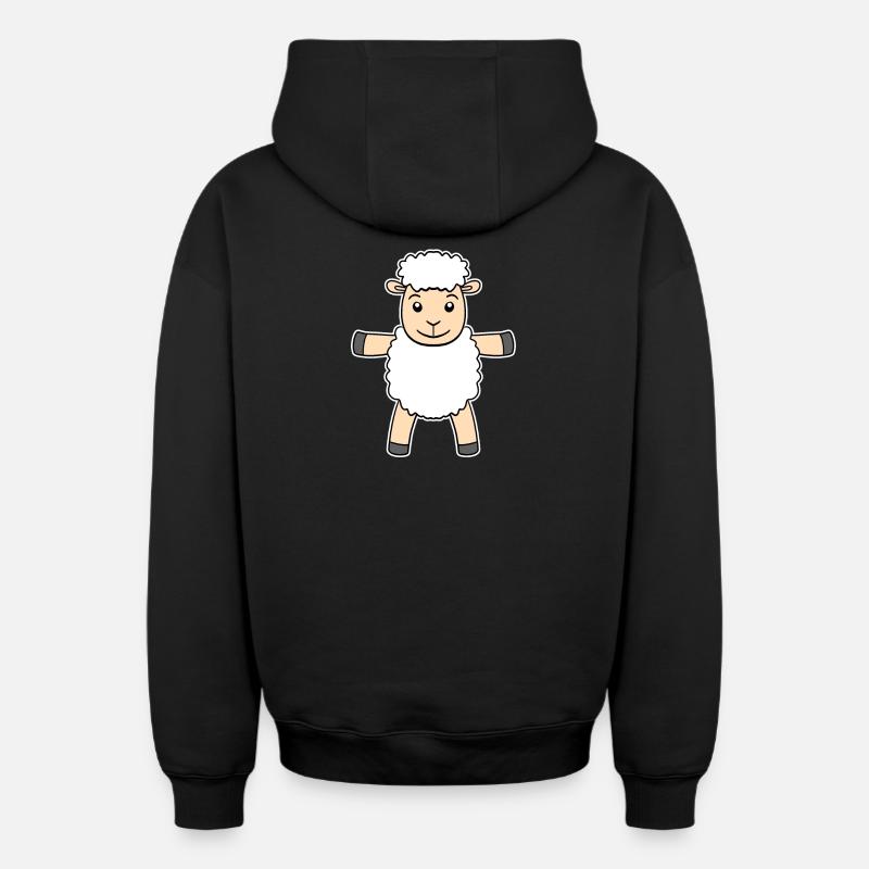 mouton - Sweat à capuche unisexe zippé oversize épais SPREAD - noir