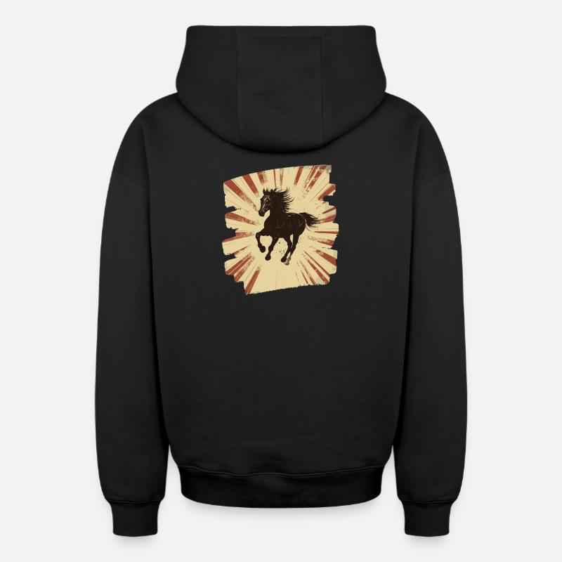 Cheval - Sweat à capuche unisexe zippé oversize épais SPREAD - noir