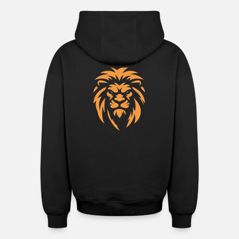 Lion en colère - Sweat à capuche unisexe zippé oversize épais SPREAD - noir