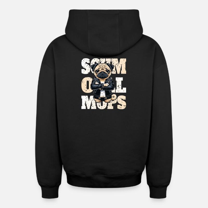 Carlin boudeur - Sweat à capuche unisexe zippé oversize épais SPREAD - noir