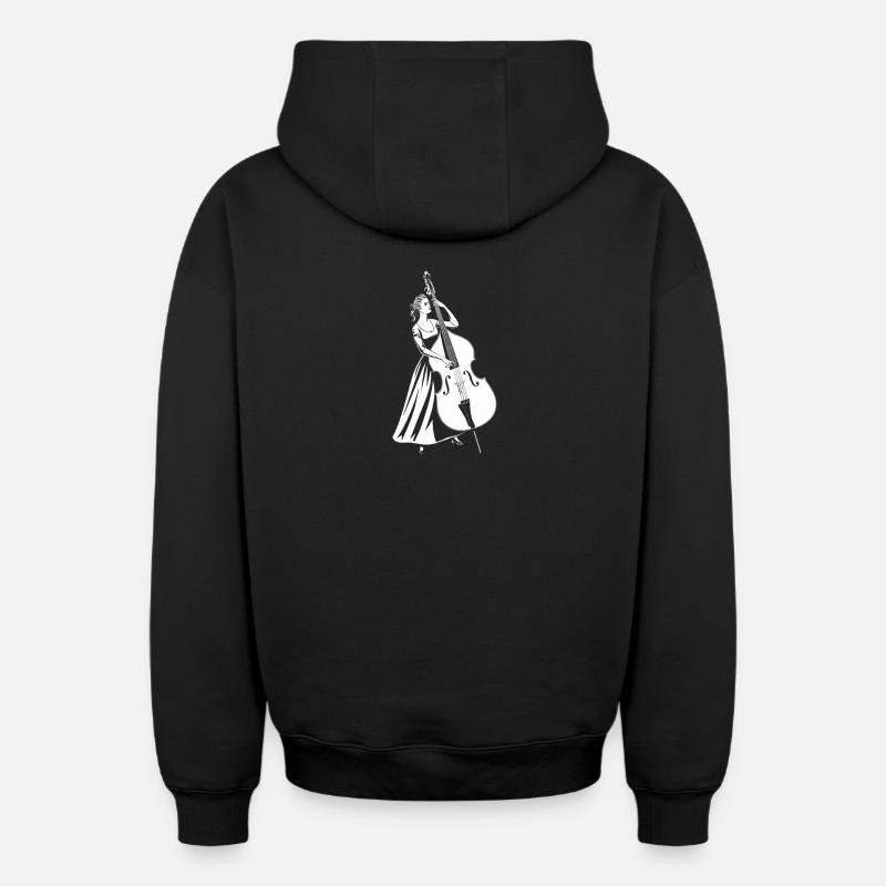 Contrebassiste élégant Contrebasse - Sweat à capuche unisexe zippé oversize épais SPREAD - noir