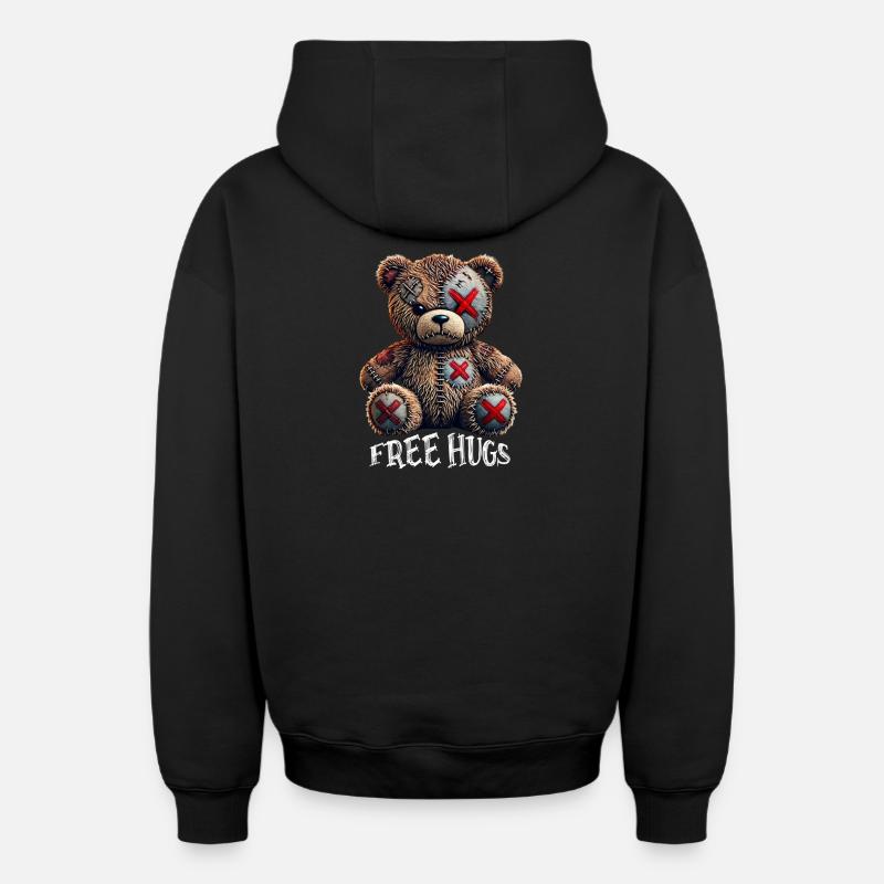 Câlins gratuits Teddy Bear - Sweat à capuche unisexe zippé oversize épais SPREAD - noir