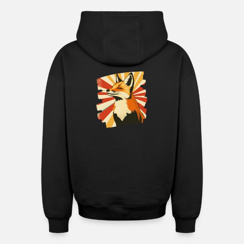 Renard - Sweat à capuche unisexe zippé oversize épais SPREAD - noir