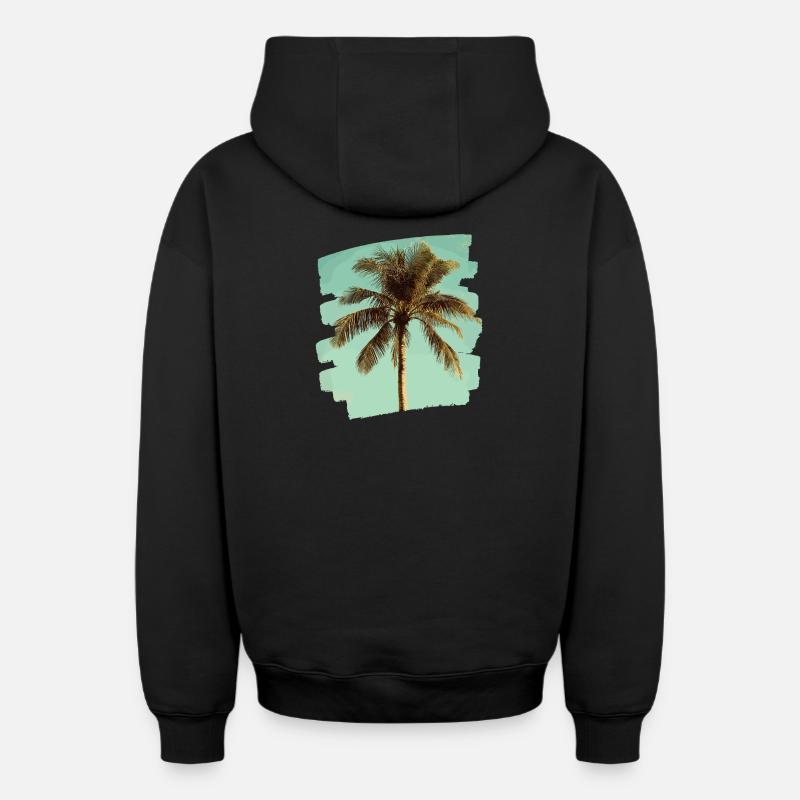 Palmier - Sweat à capuche unisexe zippé oversize épais SPREAD - noir