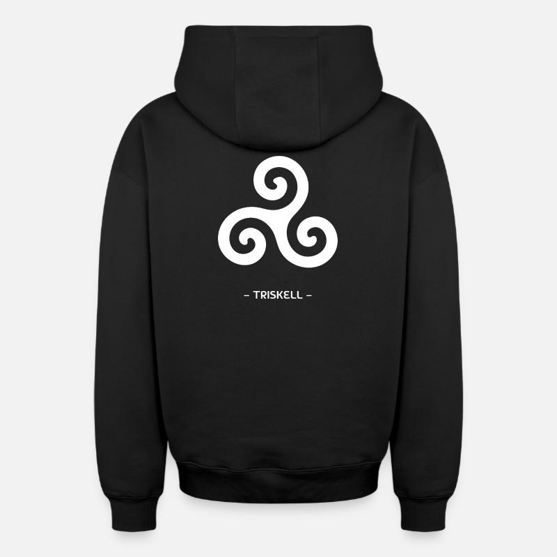 Triskell - Sweat à capuche unisexe zippé oversize épais SPREAD - noir