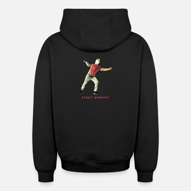Entraînement de rue sans poids - Sweat à capuche unisexe zippé oversize épais SPREAD - noir