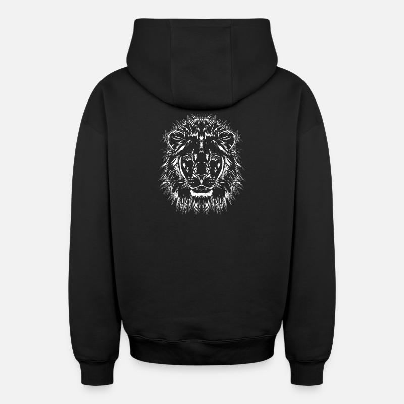 Lion - Sweat à capuche unisexe zippé oversize épais SPREAD - noir