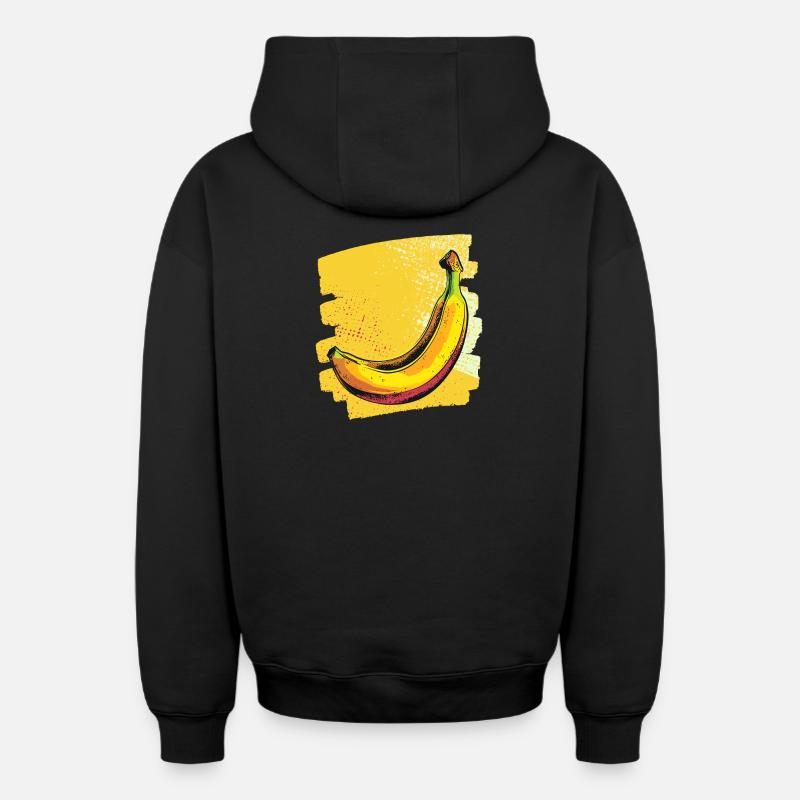 Banane - Sweat à capuche unisexe zippé oversize épais SPREAD - noir