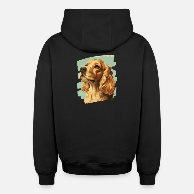 Cocker Spaniel - Sweat à capuche unisexe zippé oversize épais SPREAD - noir
