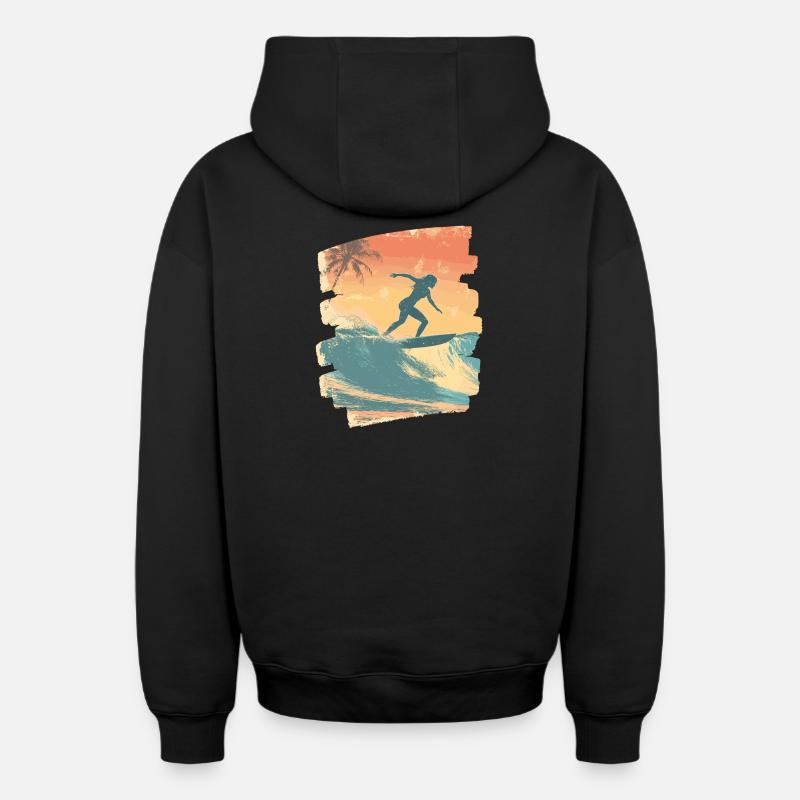 Surfeur - Sweat à capuche unisexe zippé oversize épais SPREAD - noir