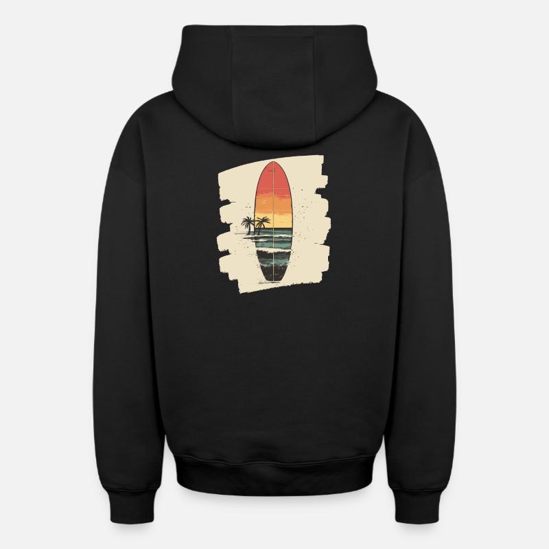 Planche de surf - Sweat à capuche unisexe zippé oversize épais SPREAD - noir