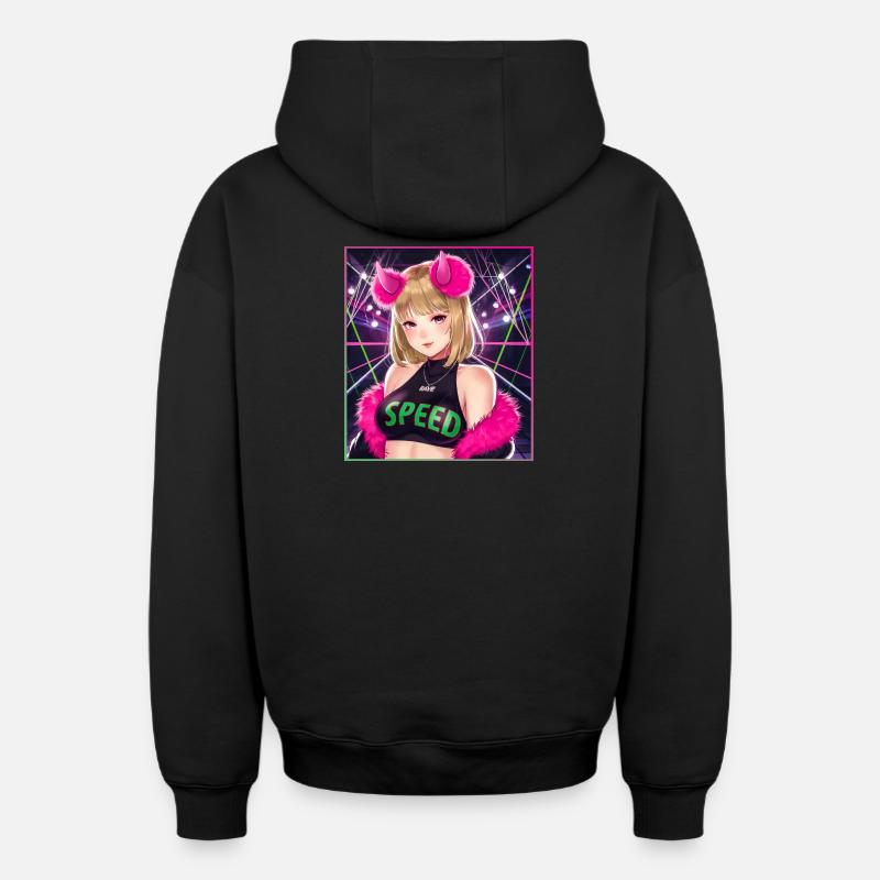 Fille rave - Sweat à capuche unisexe zippé oversize épais SPREAD - noir