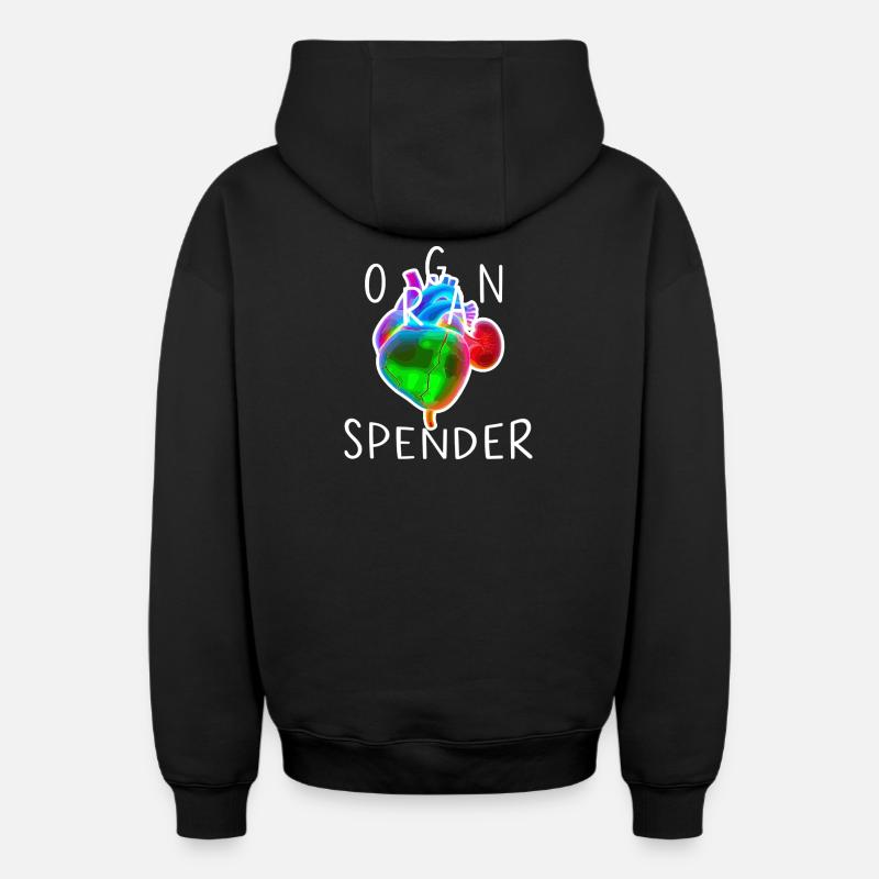 Donneur d’organes - Sweat à capuche unisexe zippé oversize épais SPREAD - noir