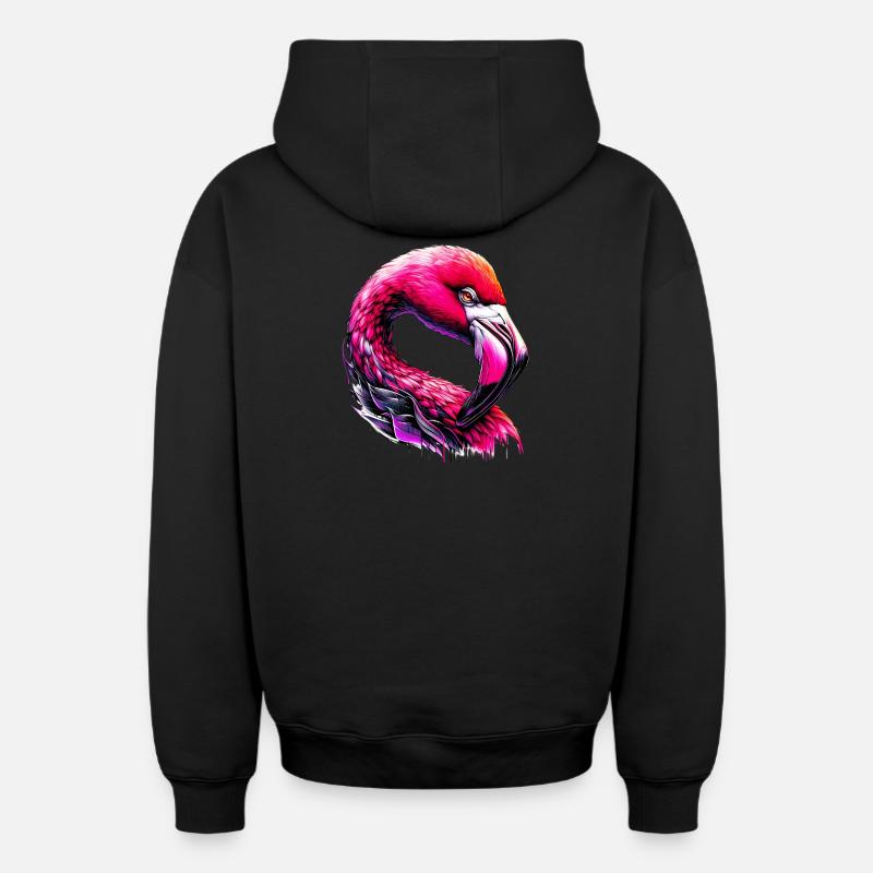 Flamant - Sweat à capuche unisexe zippé oversize épais SPREAD - noir