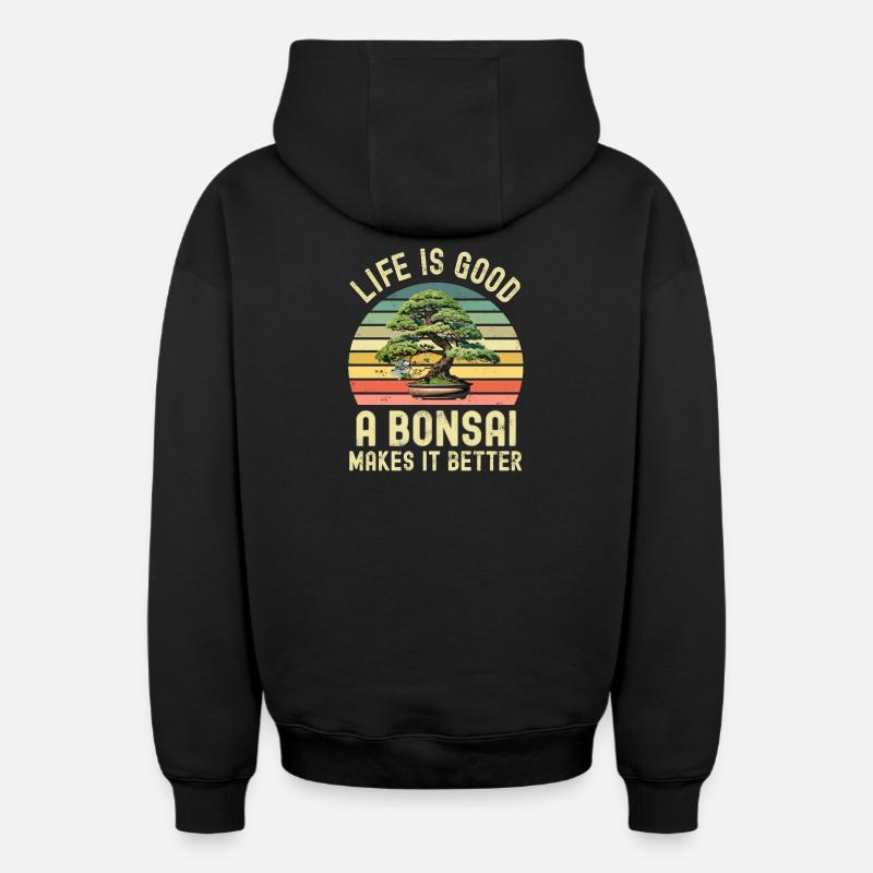 Bonsaï - Sweat à capuche unisexe zippé oversize épais SPREAD - noir