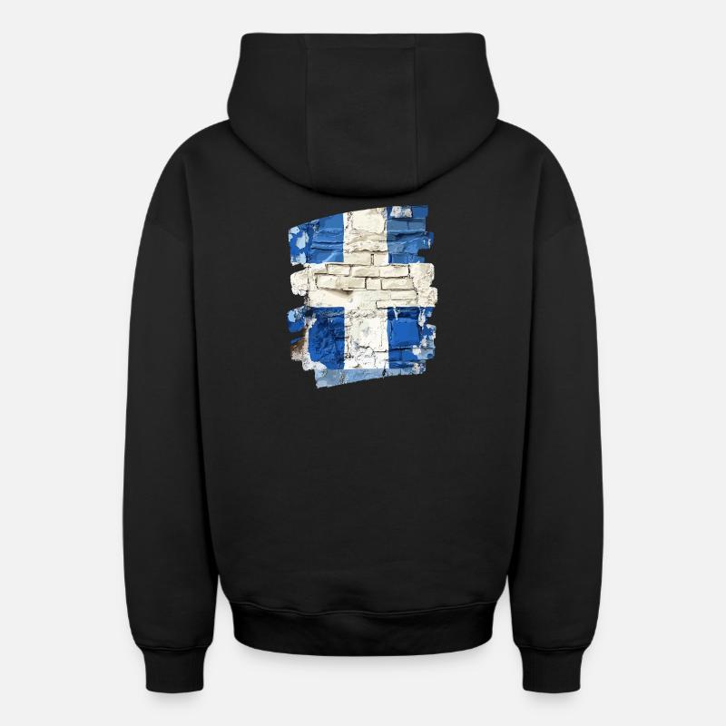 Drapeau finlandais Finlande - Sweat à capuche unisexe zippé oversize épais SPREAD - noir