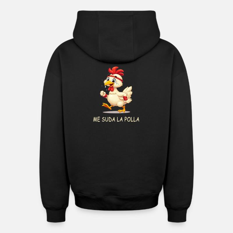 Poule En Sueur animée - Sweat à capuche unisexe zippé oversize épais SPREAD - noir