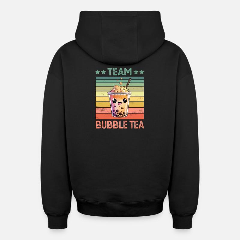 Thé à bulles - Sweat à capuche unisexe zippé oversize épais SPREAD - noir