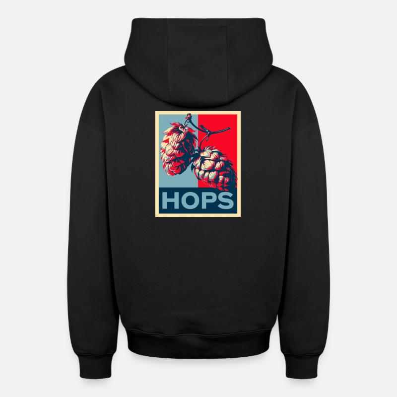 Hops - Oversized Heavyweight Unisex Zip Hoodie - Schwarz