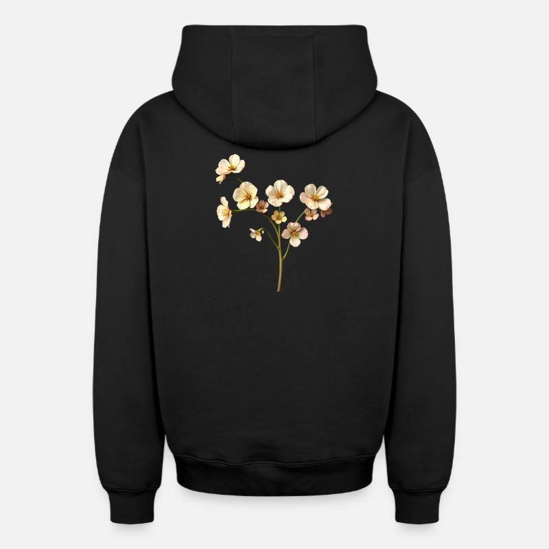 Fleurose - Sweat à capuche unisexe zippé oversize épais SPREAD - noir
