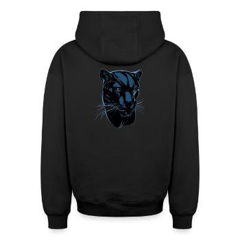 Panther Leopard Raubkatze Süße Großkatze Panter - Oversized Heavyweight Unisex Zip Hoodie - Schwarz - Hinten - AI Model Male 185 dark (185cm)