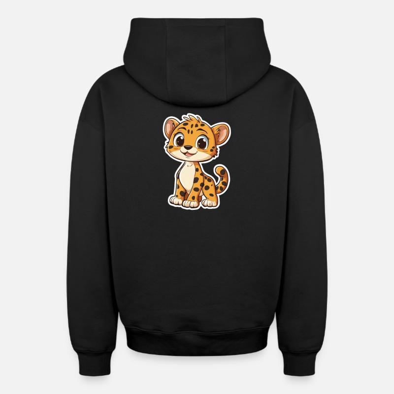Guépard mignon - Sweat à capuche unisexe zippé oversize épais SPREAD - noir
