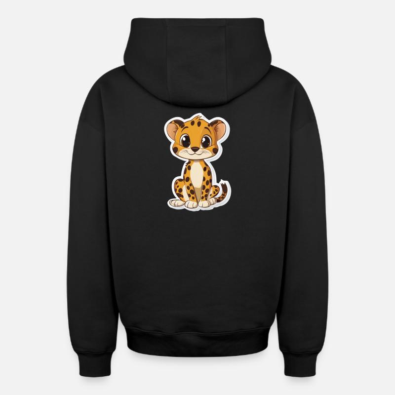 Guépard mignon - Sweat à capuche unisexe zippé oversize épais SPREAD - noir