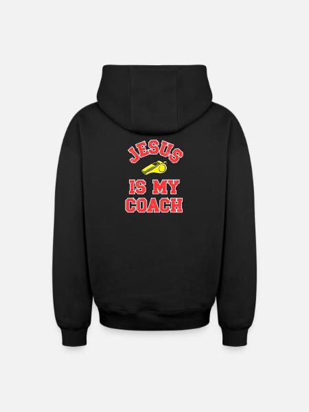 Jesus as a Coach Motivational Design - Oversized Heavyweight Unisex Zip Hoodie - black