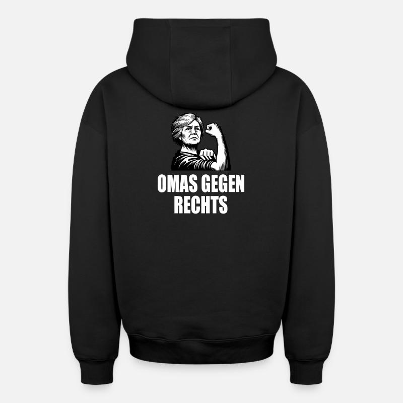Omas gegen rechts - Oversized Heavyweight Unisex Zip Hoodie - Schwarz
