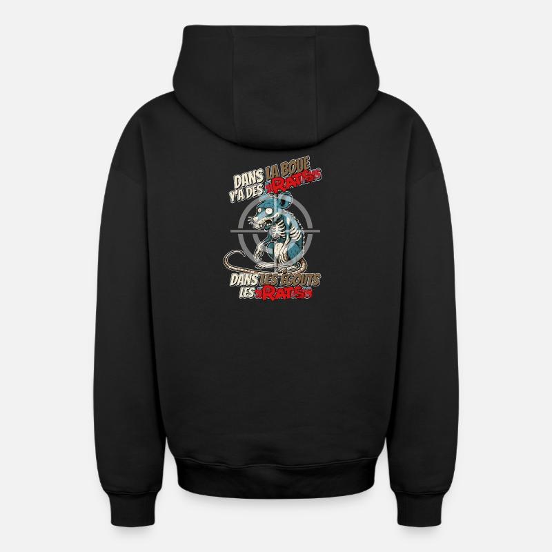 Marseillais Rats - Sweat à capuche unisexe zippé oversize épais SPREAD - noir