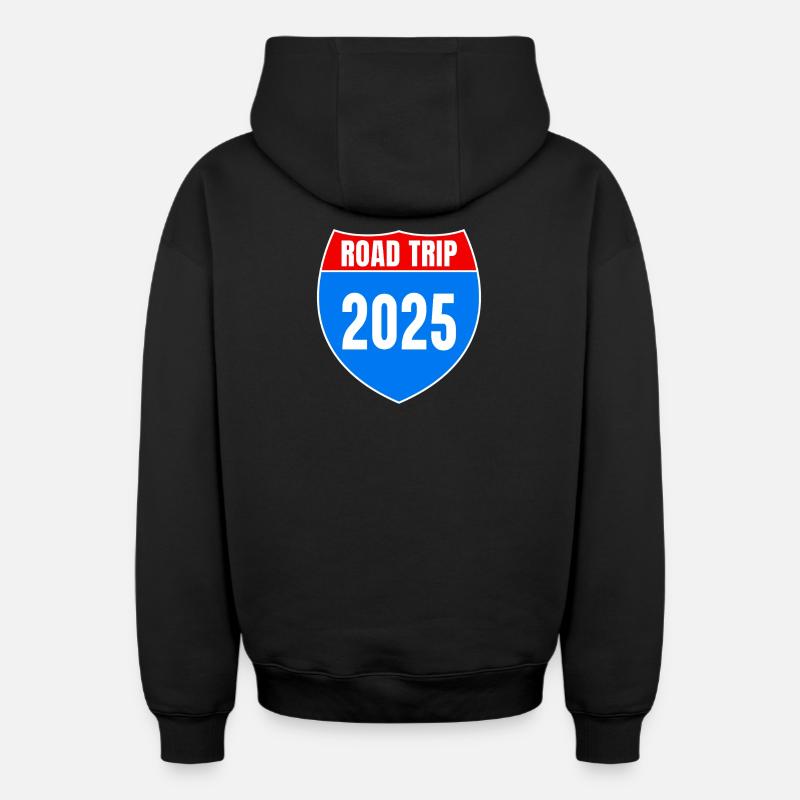 Road trip 2025 Vacances d’été - Sweat à capuche unisexe zippé oversize épais SPREAD - noir