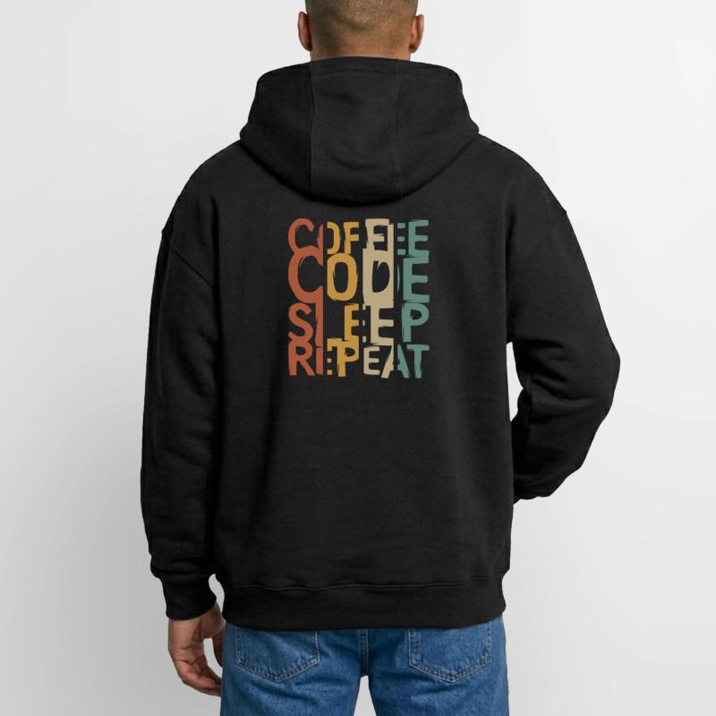 Coffee Code Sleep Repeat – Developer Design Oversized Heavyweight Unisex Zip Hoodie