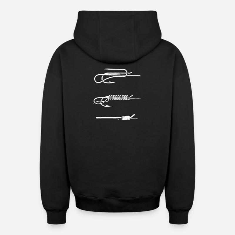 Instruction de nœud d’hameçon BLANC - Sweat à capuche unisexe zippé oversize épais SPREAD - noir