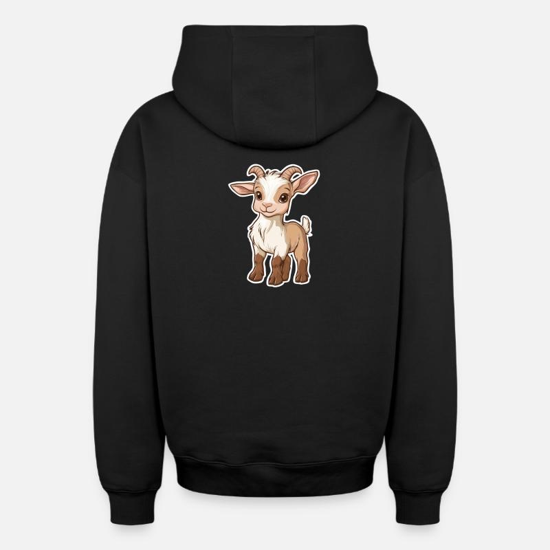 Chèvre - Sweat à capuche unisexe zippé oversize épais SPREAD - noir