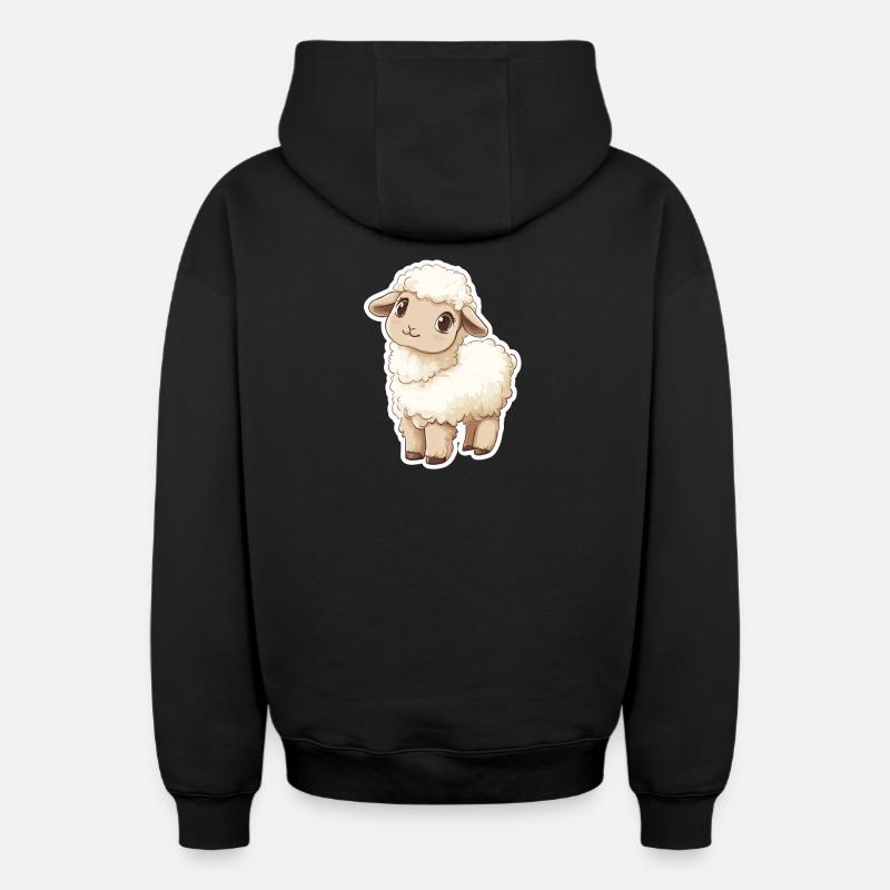 Mouton - Sweat à capuche unisexe zippé oversize épais SPREAD - noir