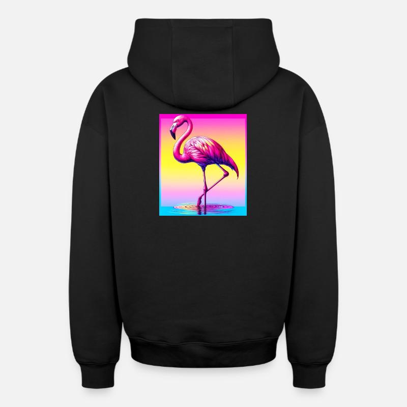 Flamant - Sweat à capuche unisexe zippé oversize épais SPREAD - noir