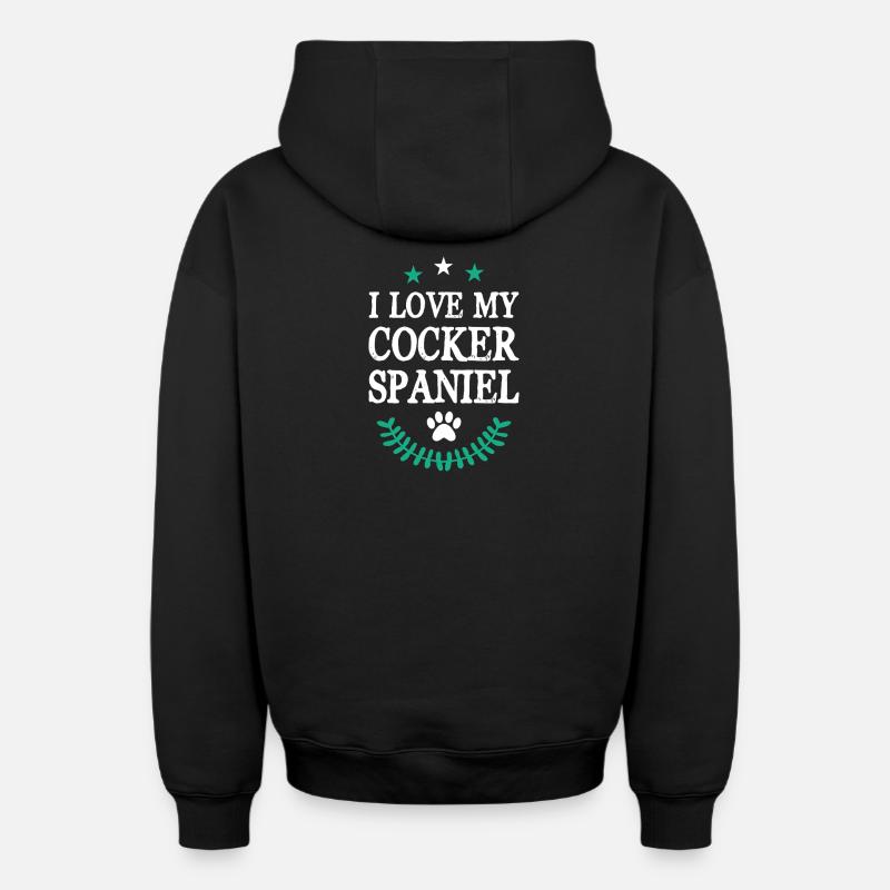 COCKER_SPANIEL - Sweat à capuche unisexe zippé oversize épais SPREAD - noir