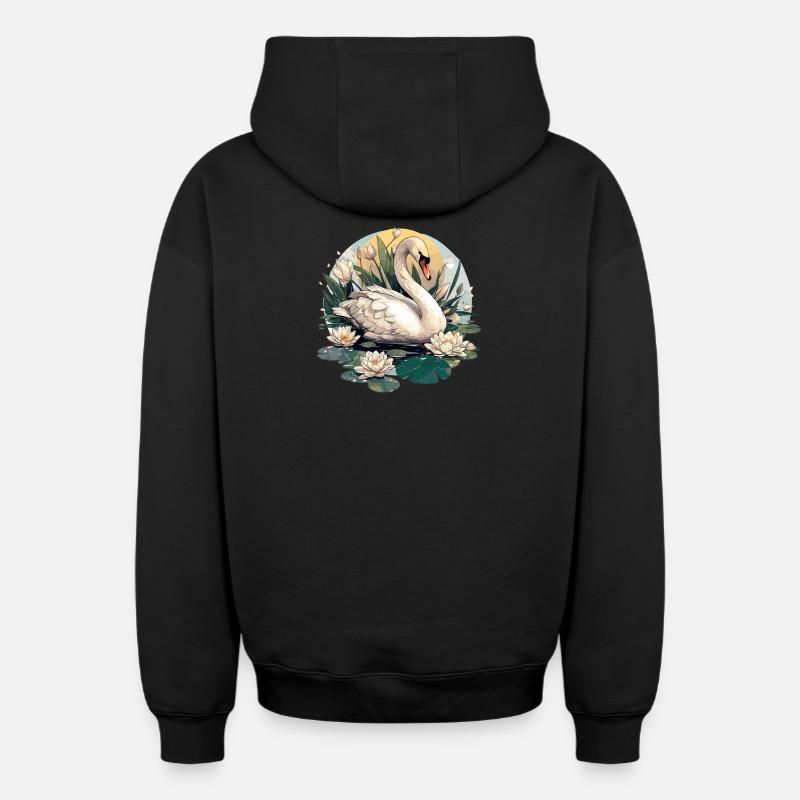 Cygnes Cygne - Sweat à capuche unisexe zippé oversize épais SPREAD - noir