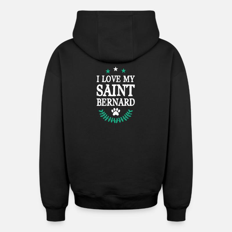 SAINT_BERNARD - Sweat à capuche unisexe zippé oversize épais SPREAD - noir