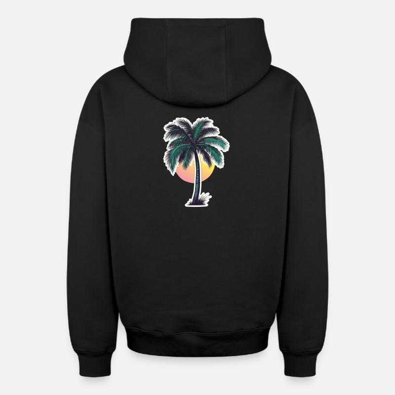 Palmier - Sweat à capuche unisexe zippé oversize épais SPREAD - noir