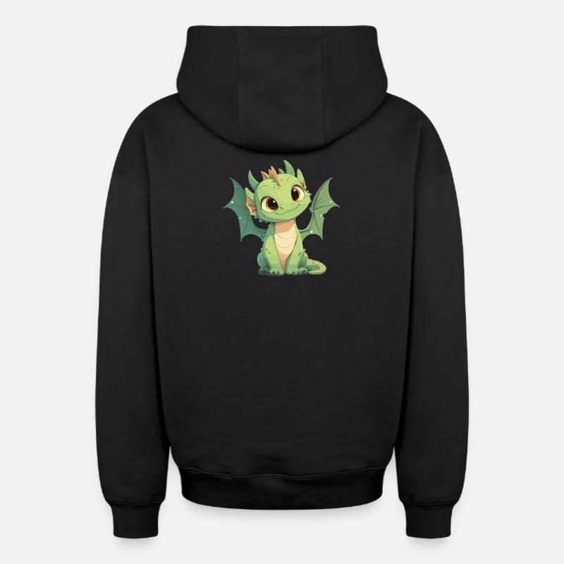 Dragon Dragon - Sweat à capuche unisexe zippé oversize épais SPREAD - noir