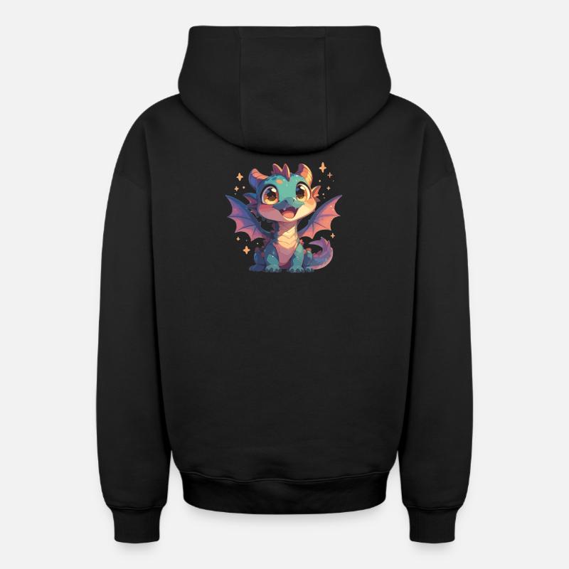 Dragon Dragon - Sweat à capuche unisexe zippé oversize épais SPREAD - noir