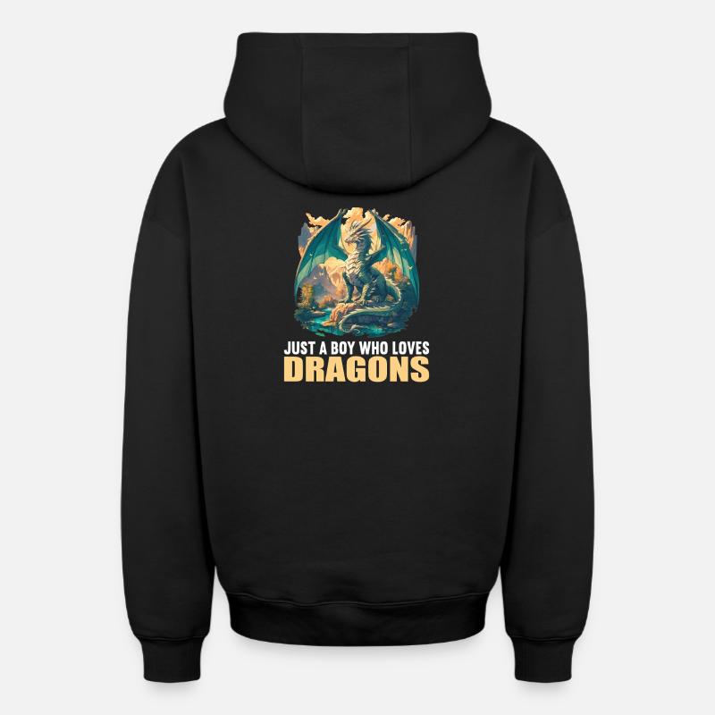 Dragon Dragon - Sweat à capuche unisexe zippé oversize épais SPREAD - noir
